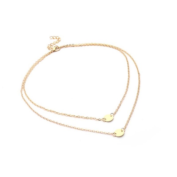 Double Layer Clip Circle Necklace choker - Picture 2 of 4